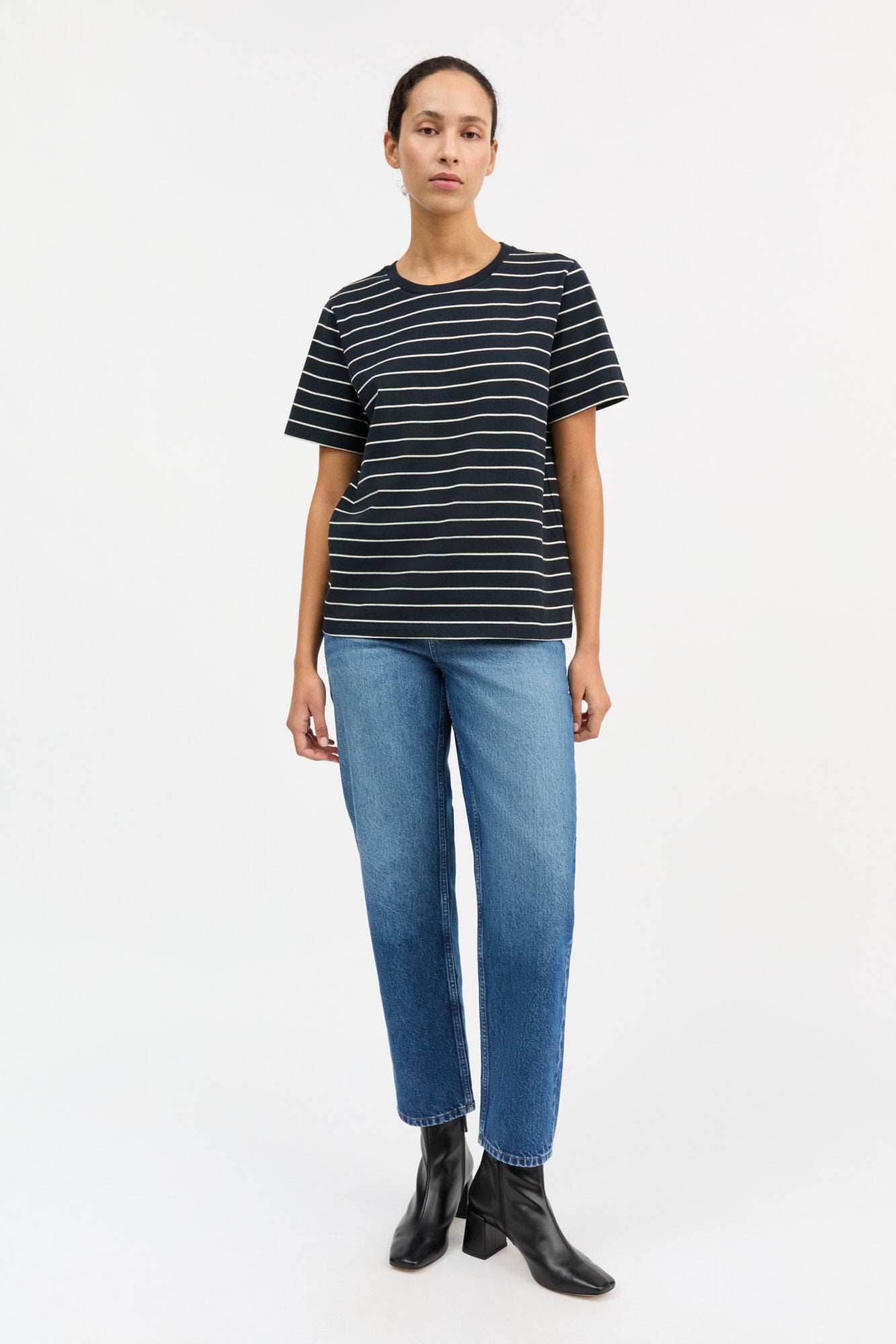 Skall Studio Loui regular tee Tee Navy/White stripe